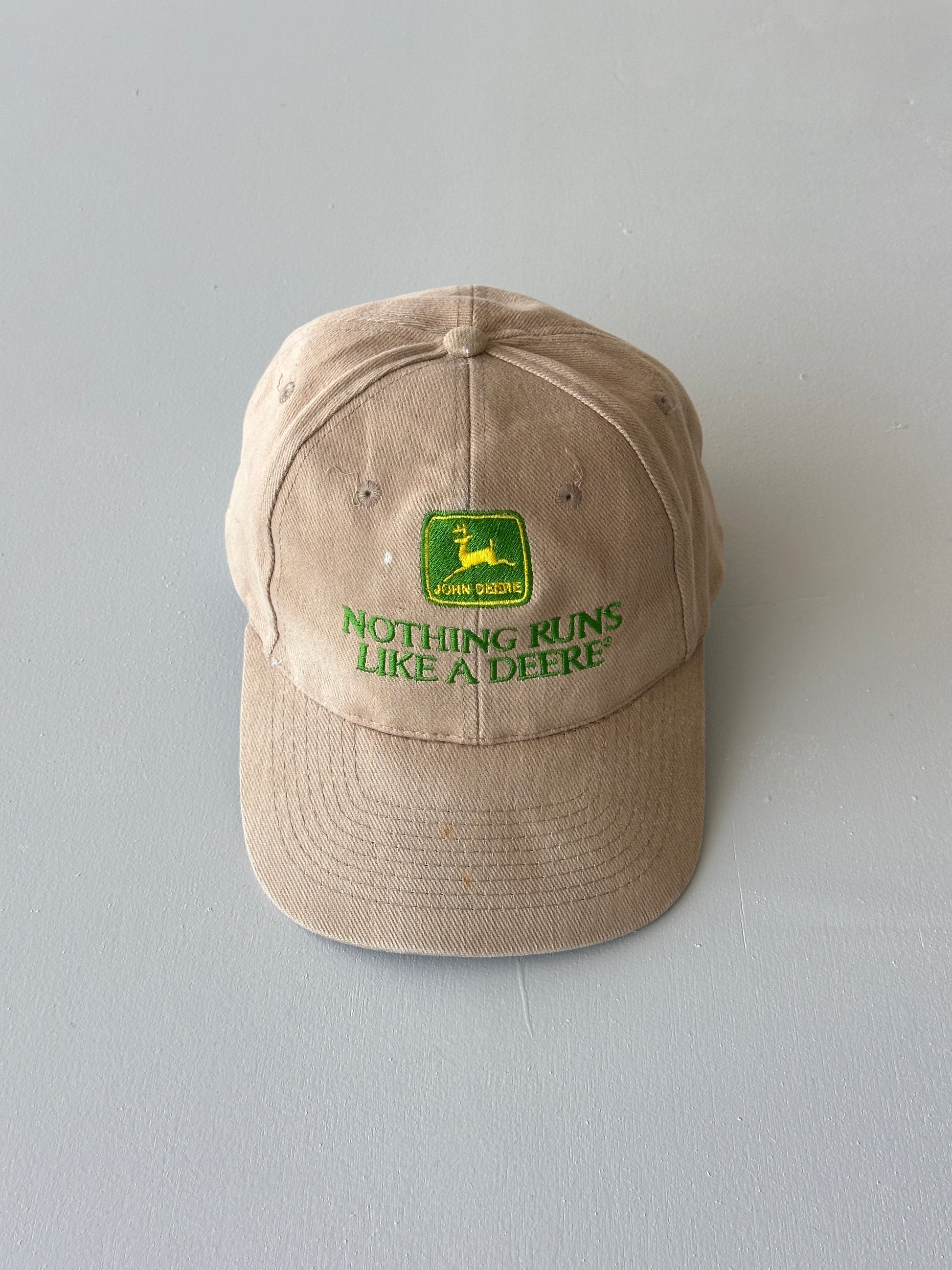 Stone John Deere Nothing Runs Like A Deere 90's Vintage SnapBack Trucker Cap