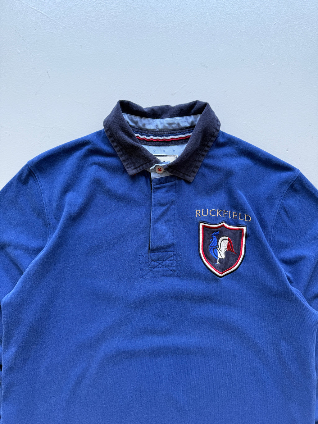 Blue France 00's Vintage Long Sleeve Polo Jersey - Medium