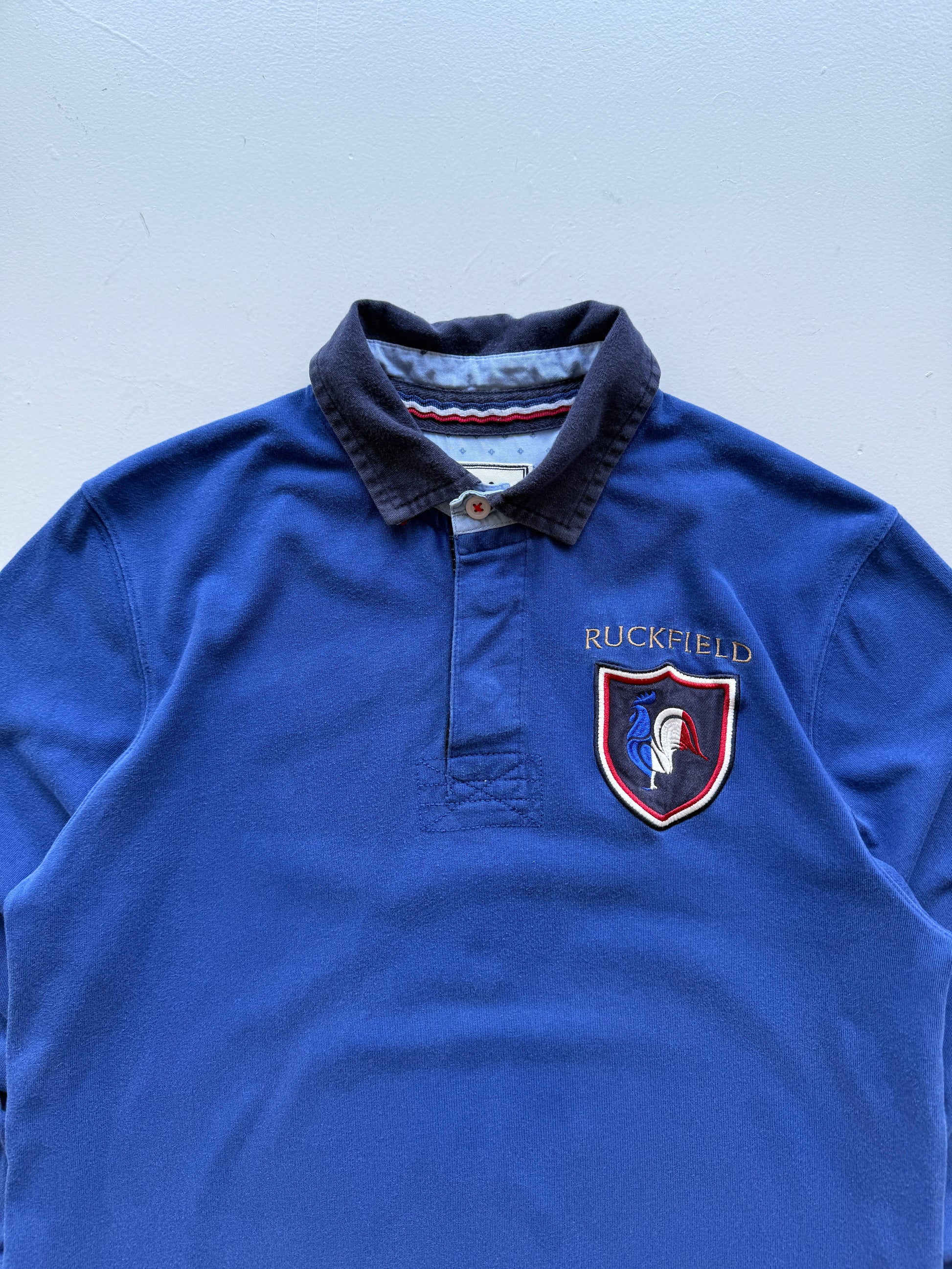Blue France 00's Vintage Long Sleeve Polo Jersey - Medium