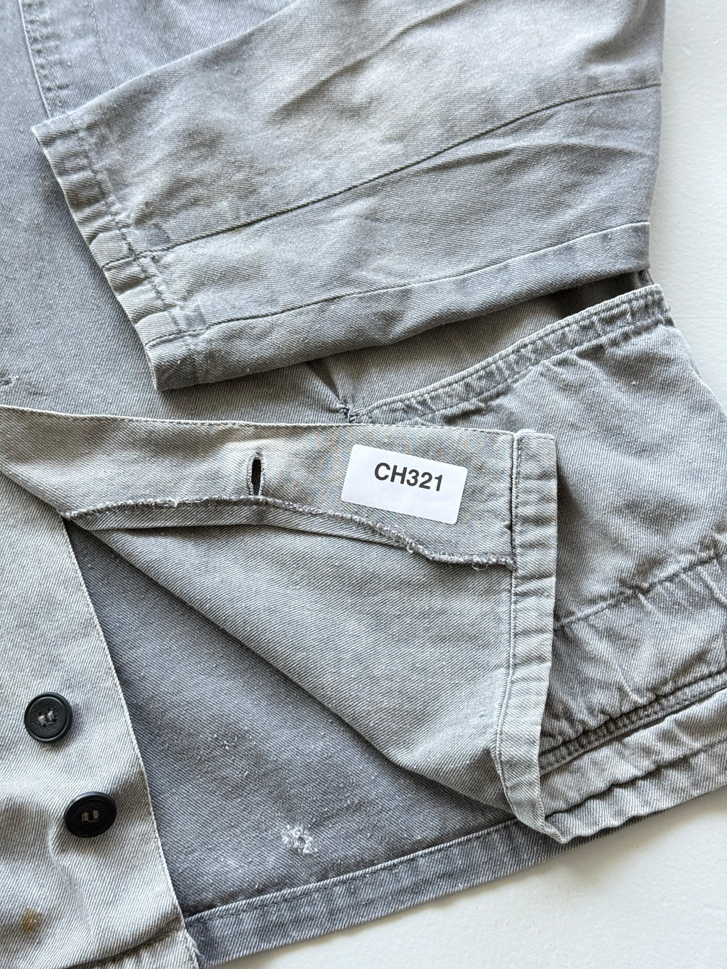 Faded Grey French Chore Jacket 80's Vintage Workwear CH321 - Boxy Medium