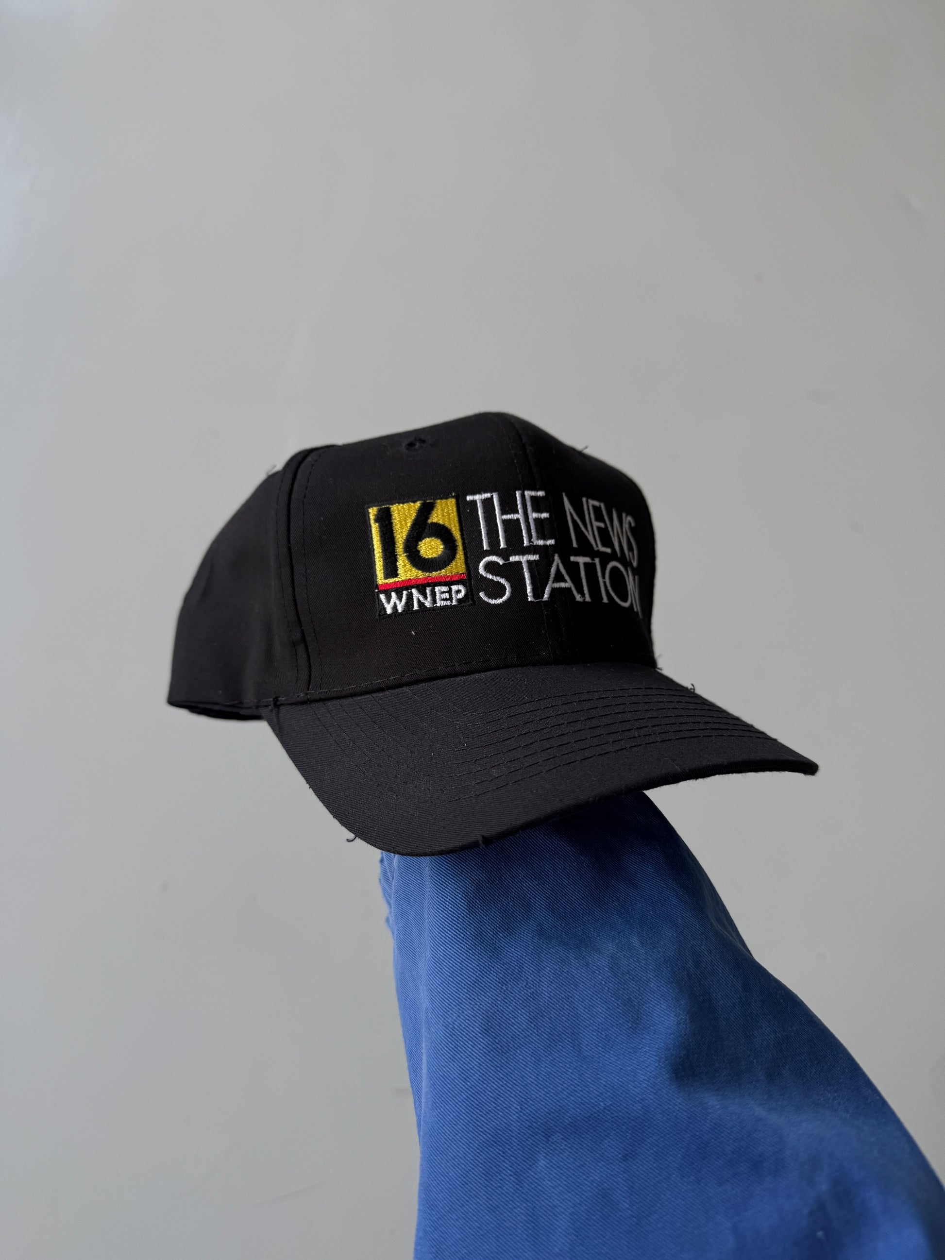 Black News Station Vintage Cotton SnapBack Trucker Cap
