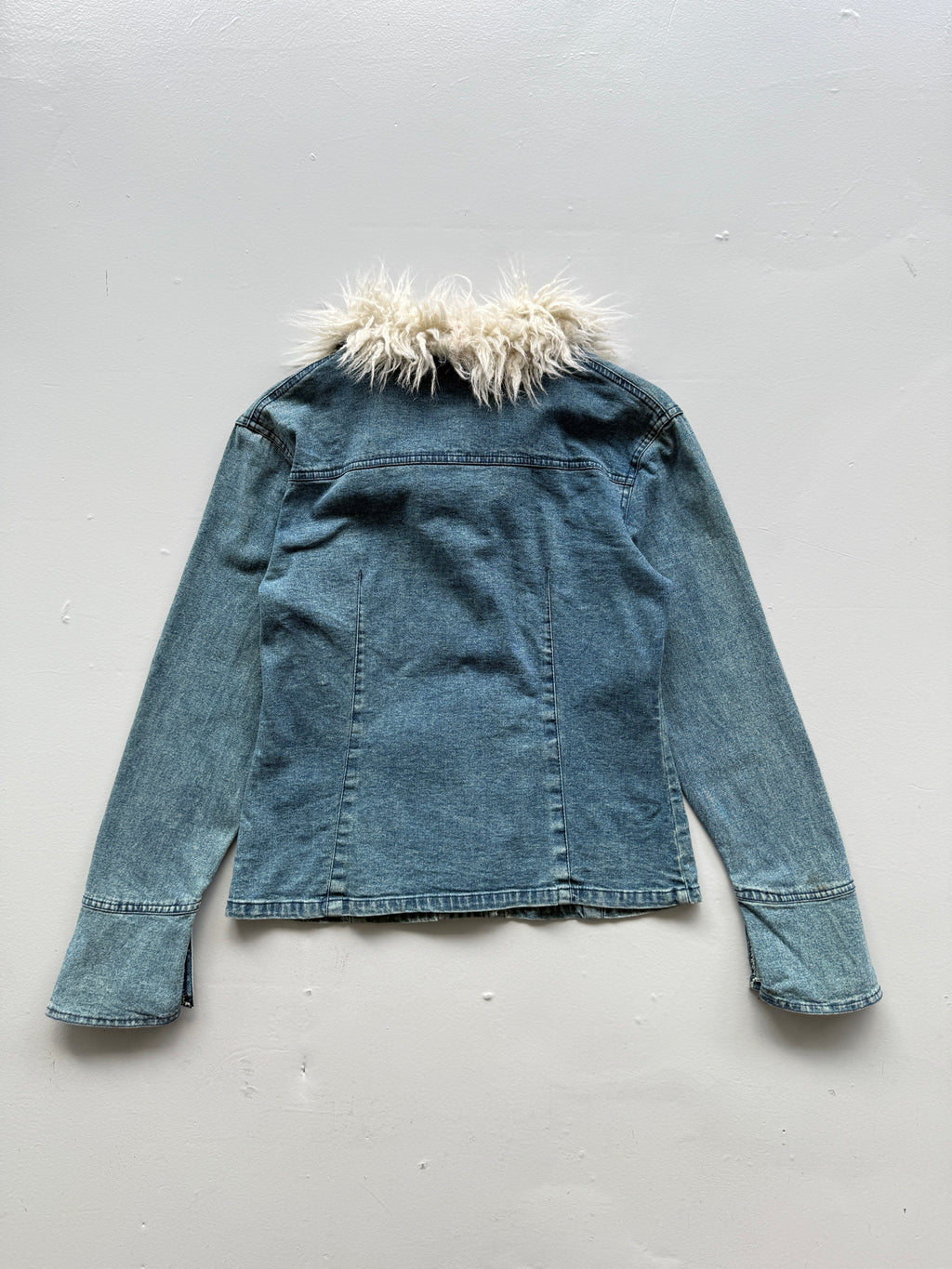 Blue Miss Posh 00's Vintage Y2K Denim Fur Jacket - Size 6