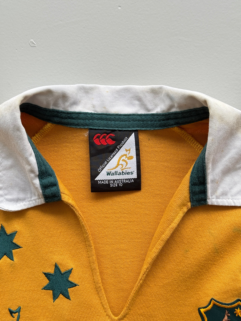 Yellow Australian Rugby 00's Vintage Wallabies Canterbury Kid's Jersey - Age 10