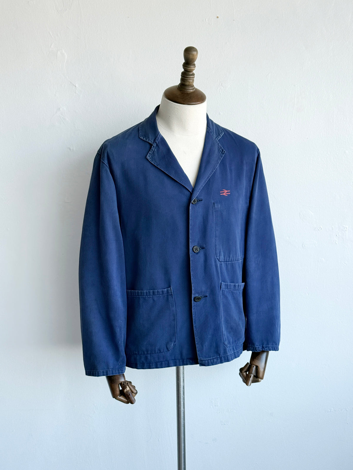Blue British Rail 1970s Vintage Workwear Chore Jacket CH457 - Small