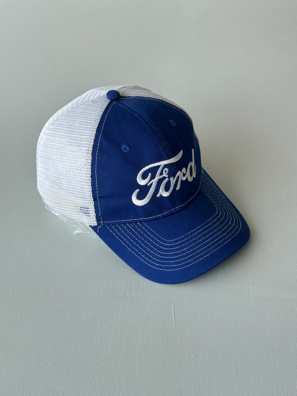 Blue / White Ford Vintage Mesh SnapBack Trucker Cap