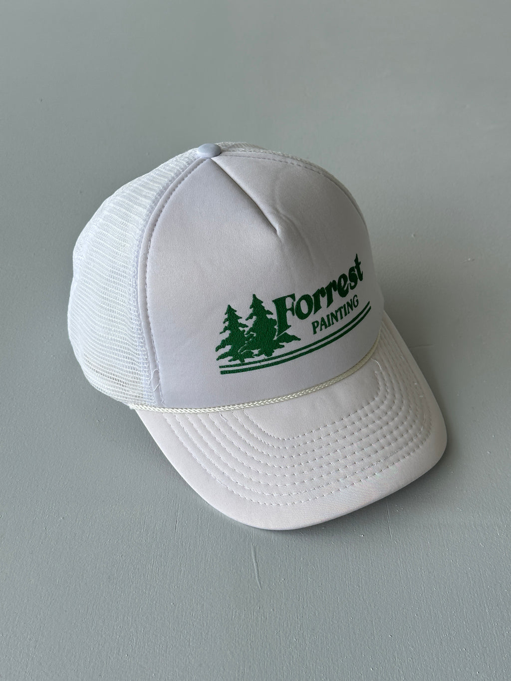 White Forrest Painting 90's Vintage Foam and Mesh SnapBack Trucker Cap