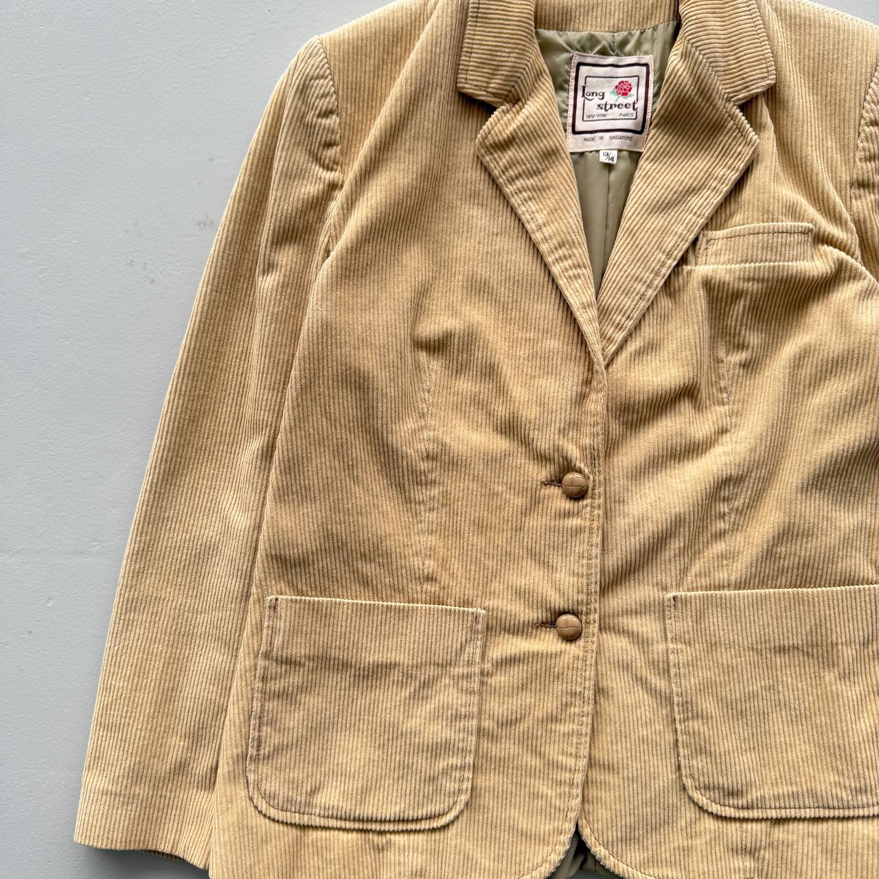 Cream Long Street Vintage 80s Corduroy Blazer Jacket - Womens Size 10