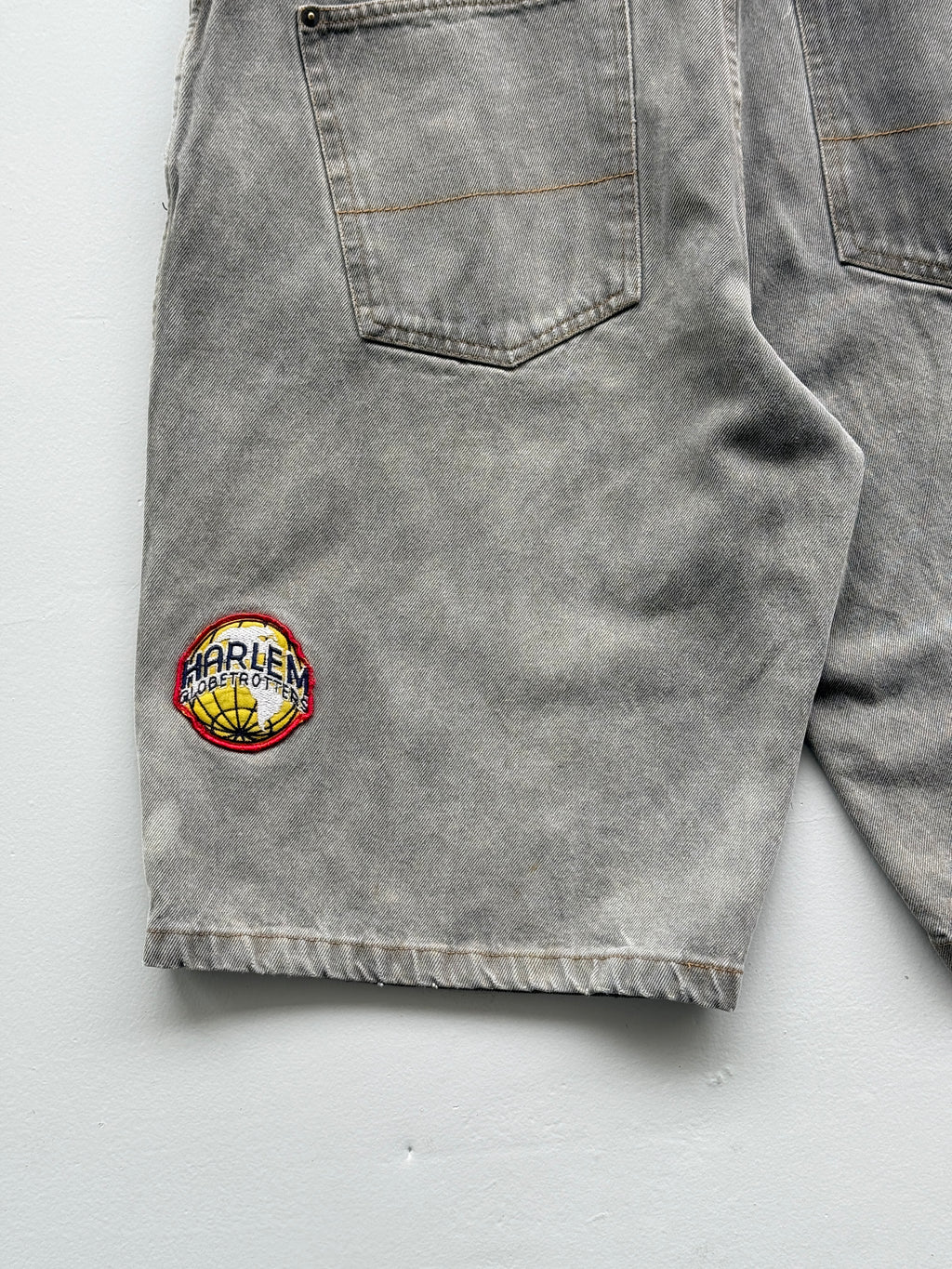 Faded Grey Fubu Platinum 00's Vintage Y2K Denim Shorts - W36 x L12