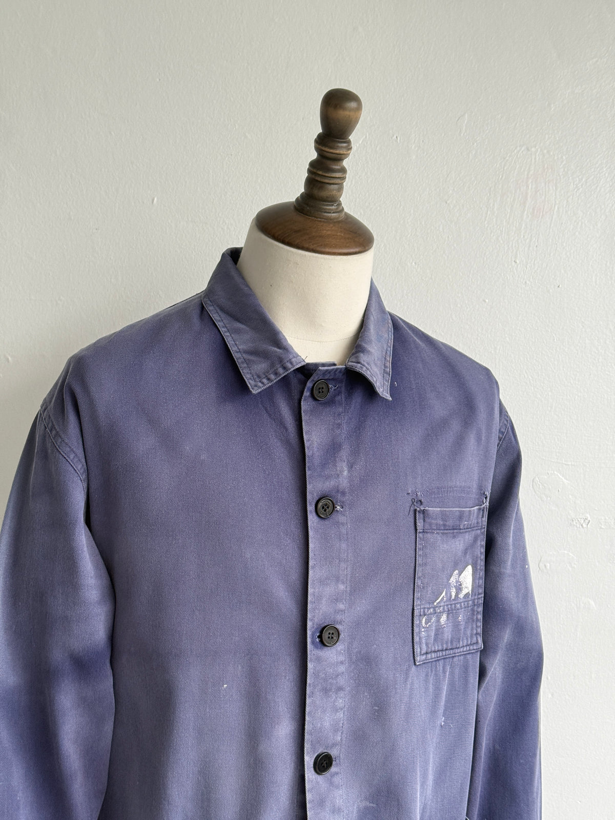 Faded Blue French 1970s Vintage Workwear Chore Jacket CH451 - Medium