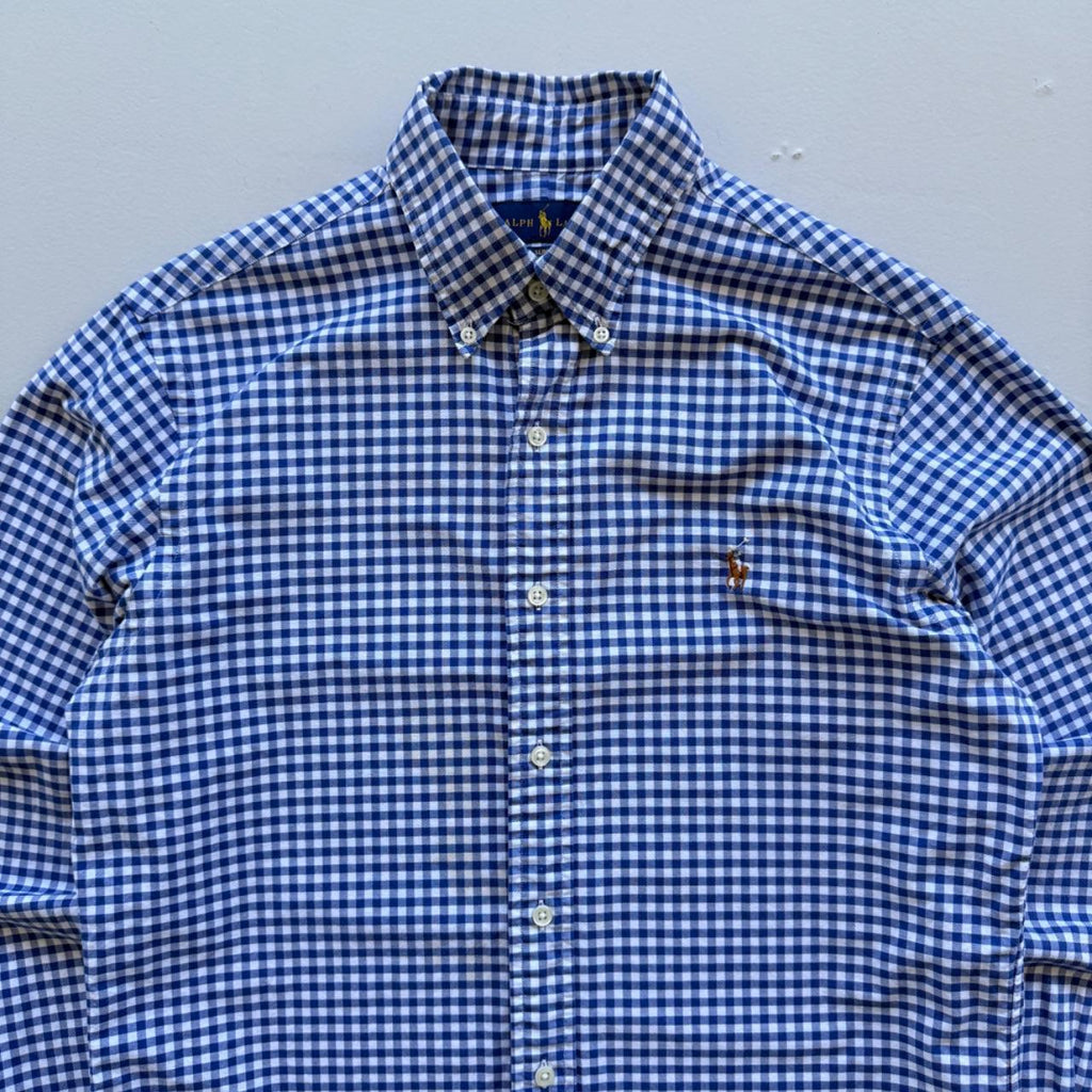 Blue / White Chequered Ralph Lauren 00's Oxford Shirt - Medium