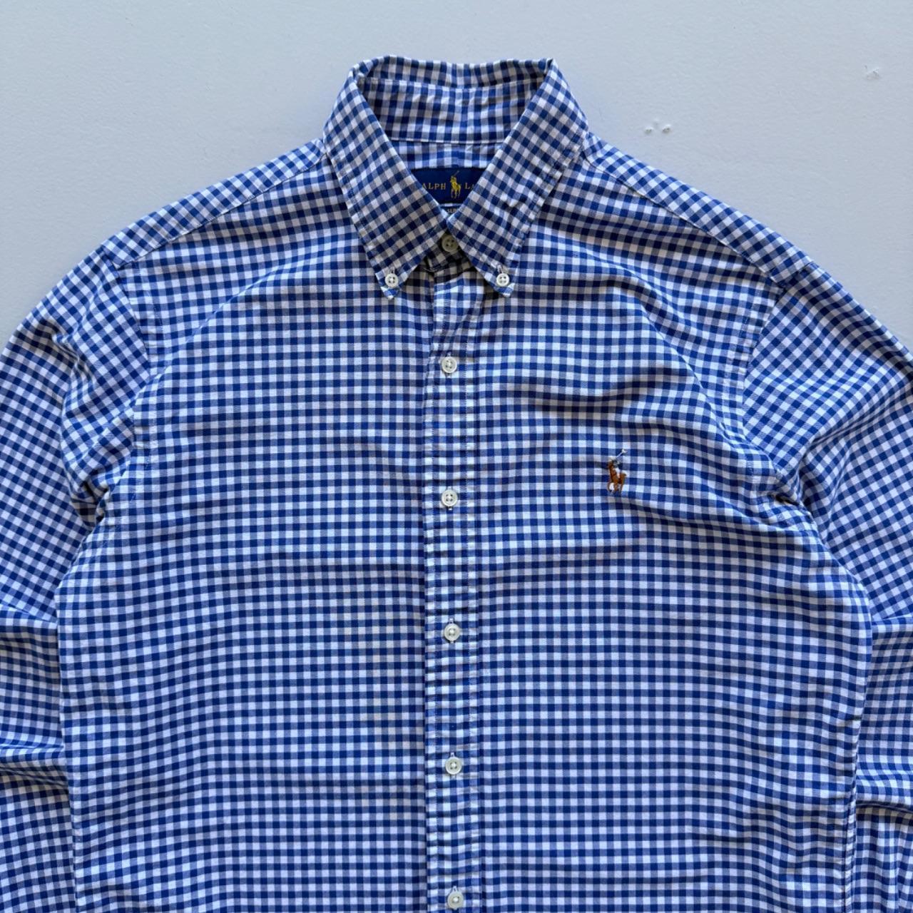 Blue / White Chequered Ralph Lauren 00's Oxford Shirt - Medium