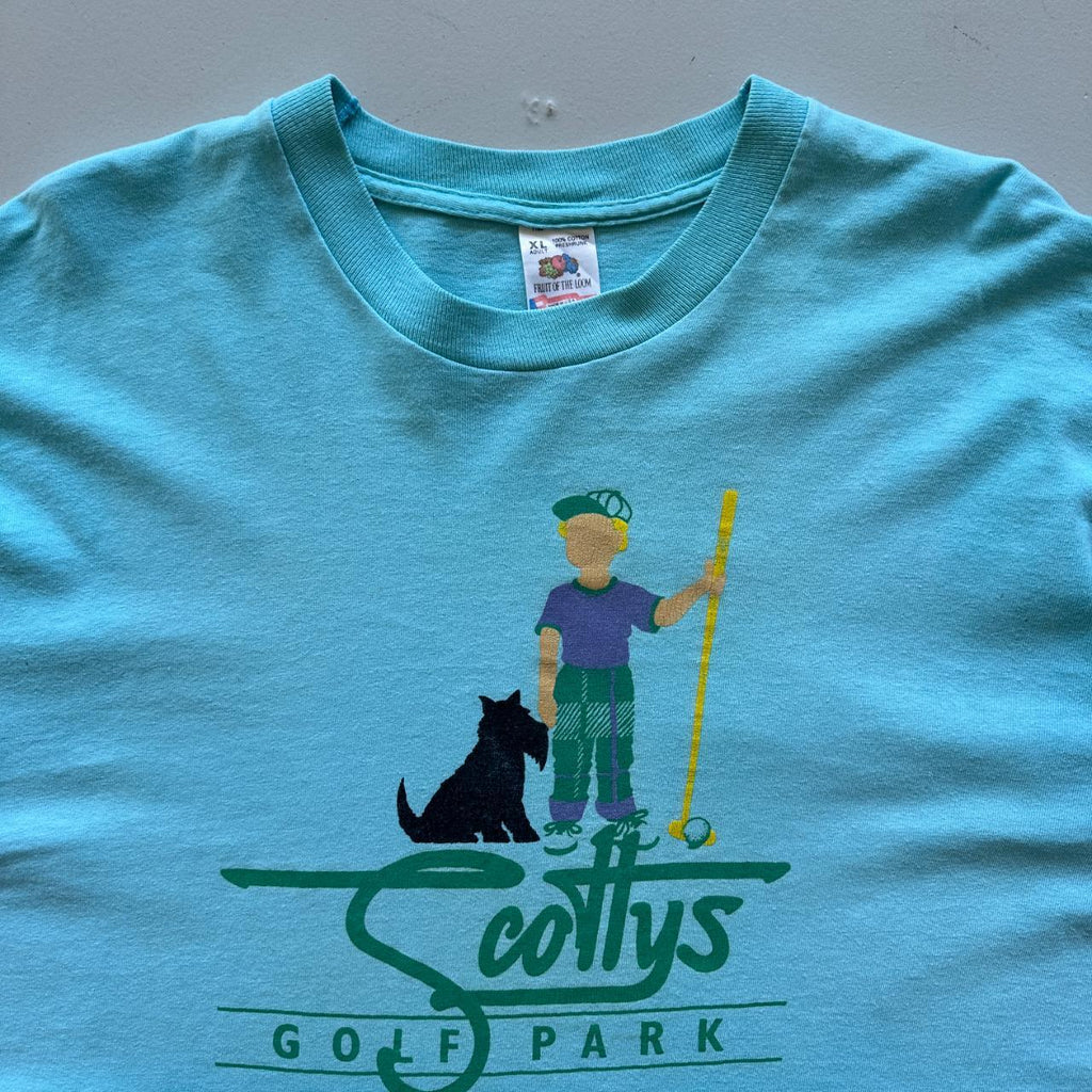 Aqua Blue Scotty's Golf Park 90s Vintage T-shirt - XL