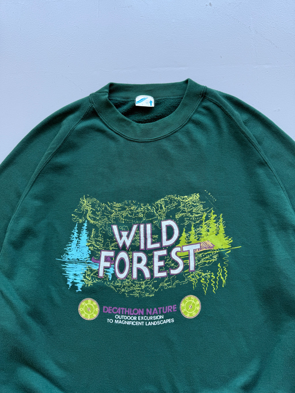 Green Decathlon 90's Vintage Graphic Sweatshirt Jumper - Large