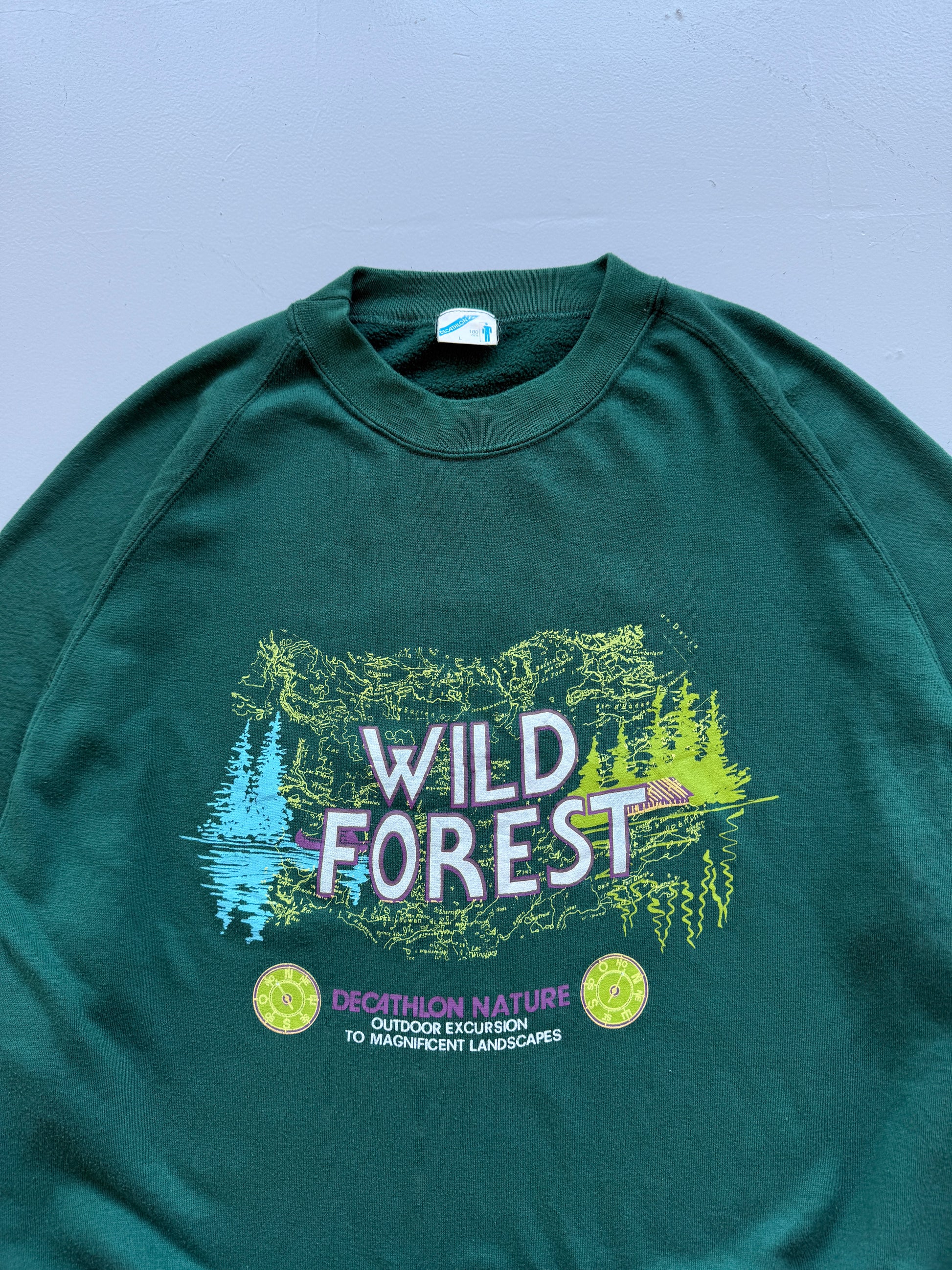 Green Decathlon 90's Vintage Graphic Sweatshirt Jumper - Large