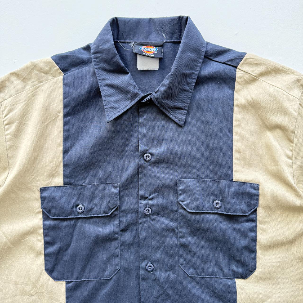Navy Blue / Cream Dickies Workwear 90s Vintage Shirt - XL