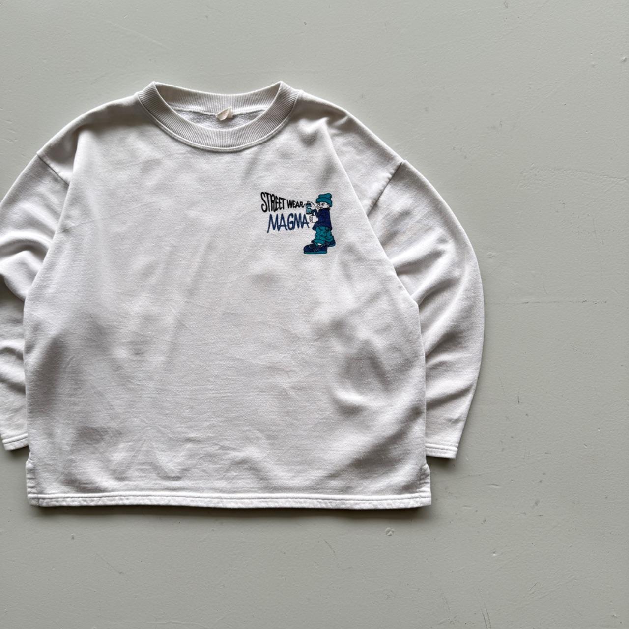 White Streetwear Magma 90’s Vintage Skate Style Sweatshirt - XS