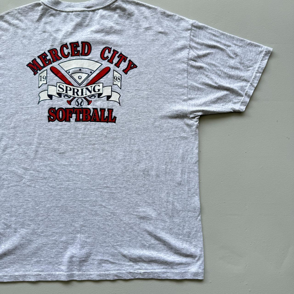 Grey Merced City Softball Vintage 90s T-shirt - XL