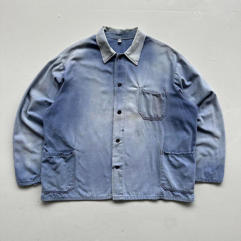 Faded Blue French Workwear 80’s Vintage Chore Jacket CH007 - 2XL