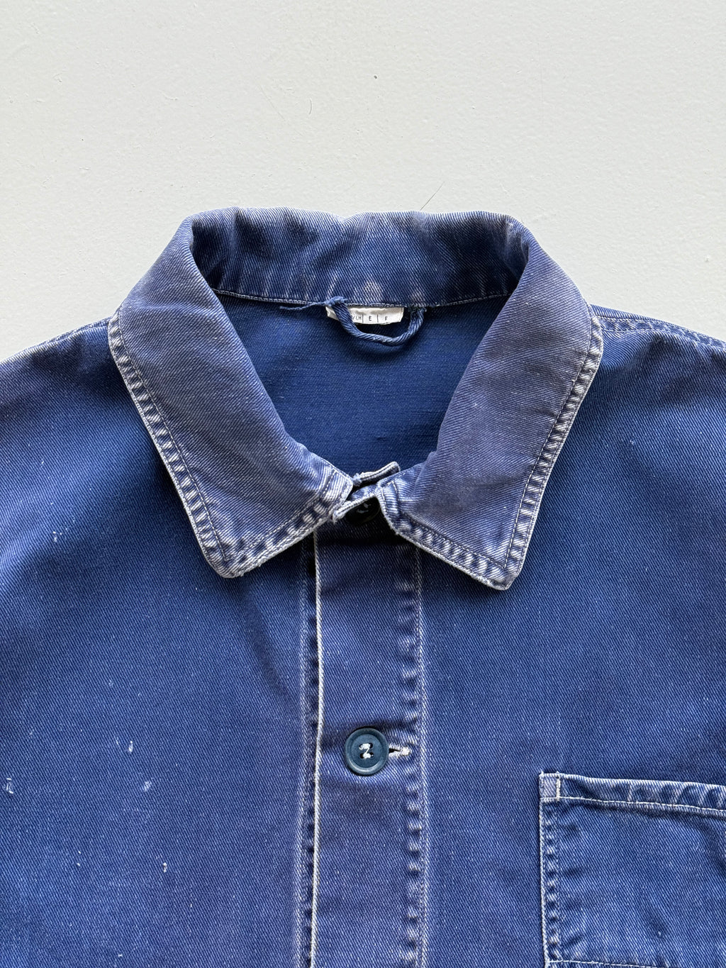 Thrashed Blue French 60's/70's Vintage Workwear Chore Jacket CH384 - Medium