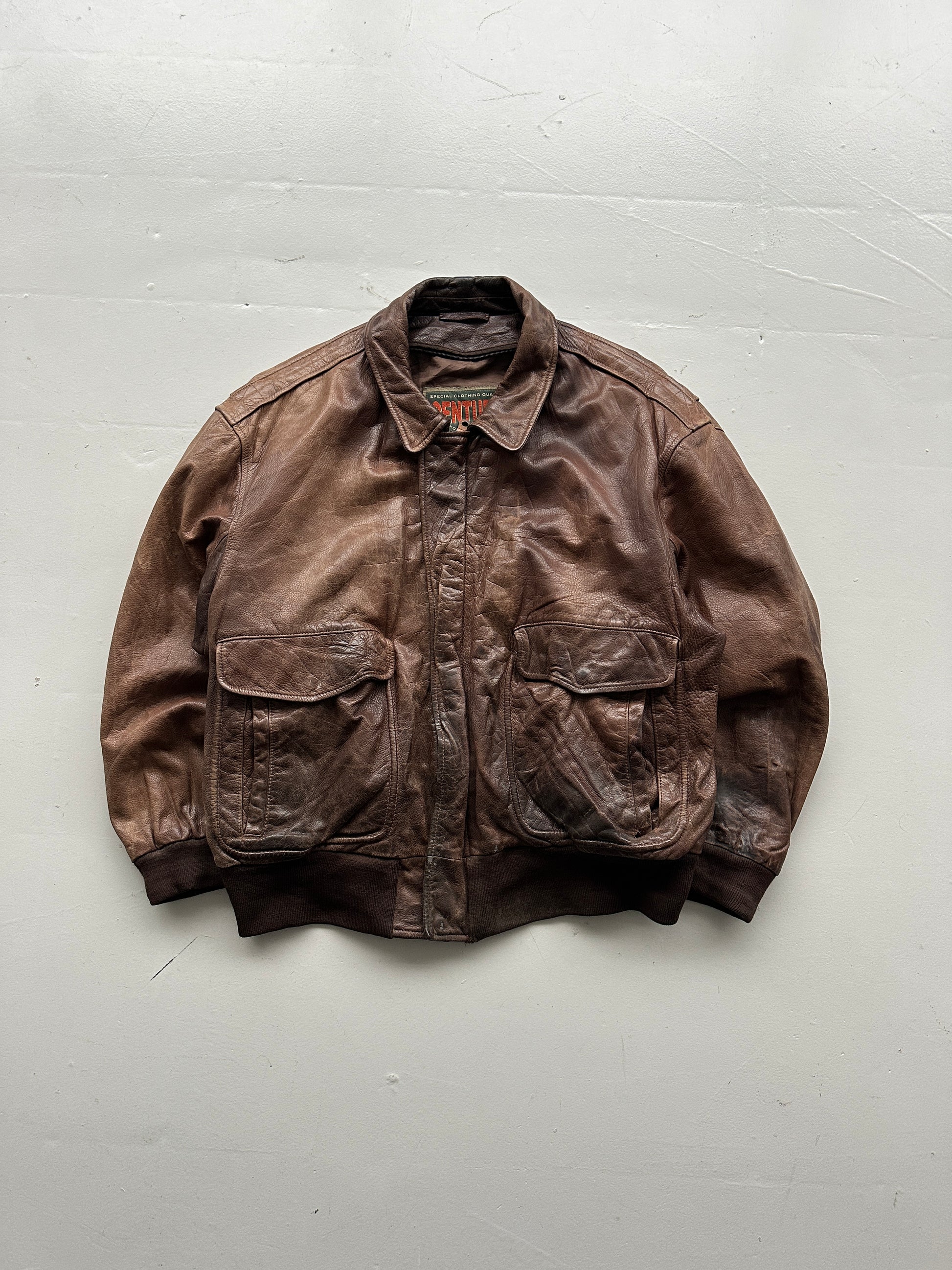 Brown Century A-2 Aviation Leather Jacket Vintage 80's - XL