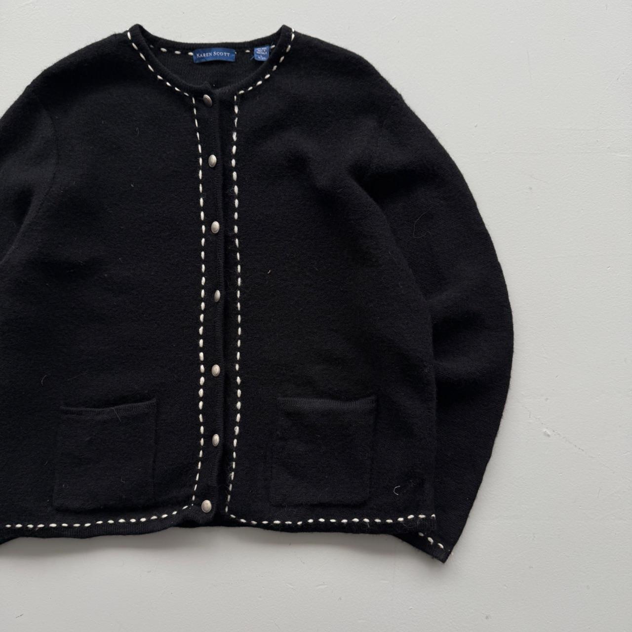 Black Karen Scott 80’s Vintage Wool Cardigan - Large
