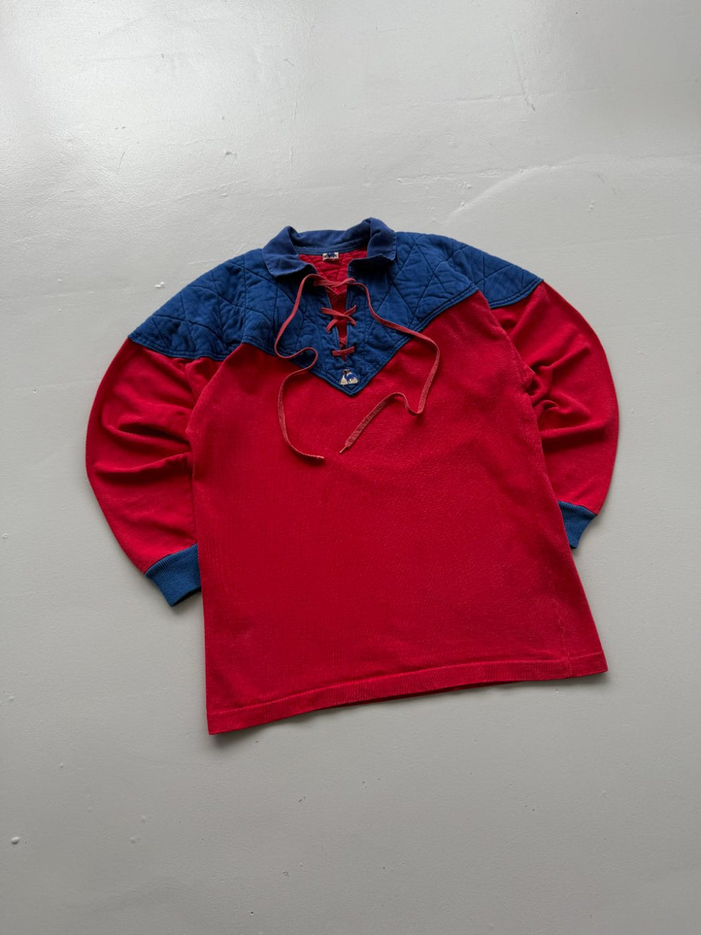 Le Coq Sportif Padded 70s Vintage Rugby Polo Jersey - Small/Medium