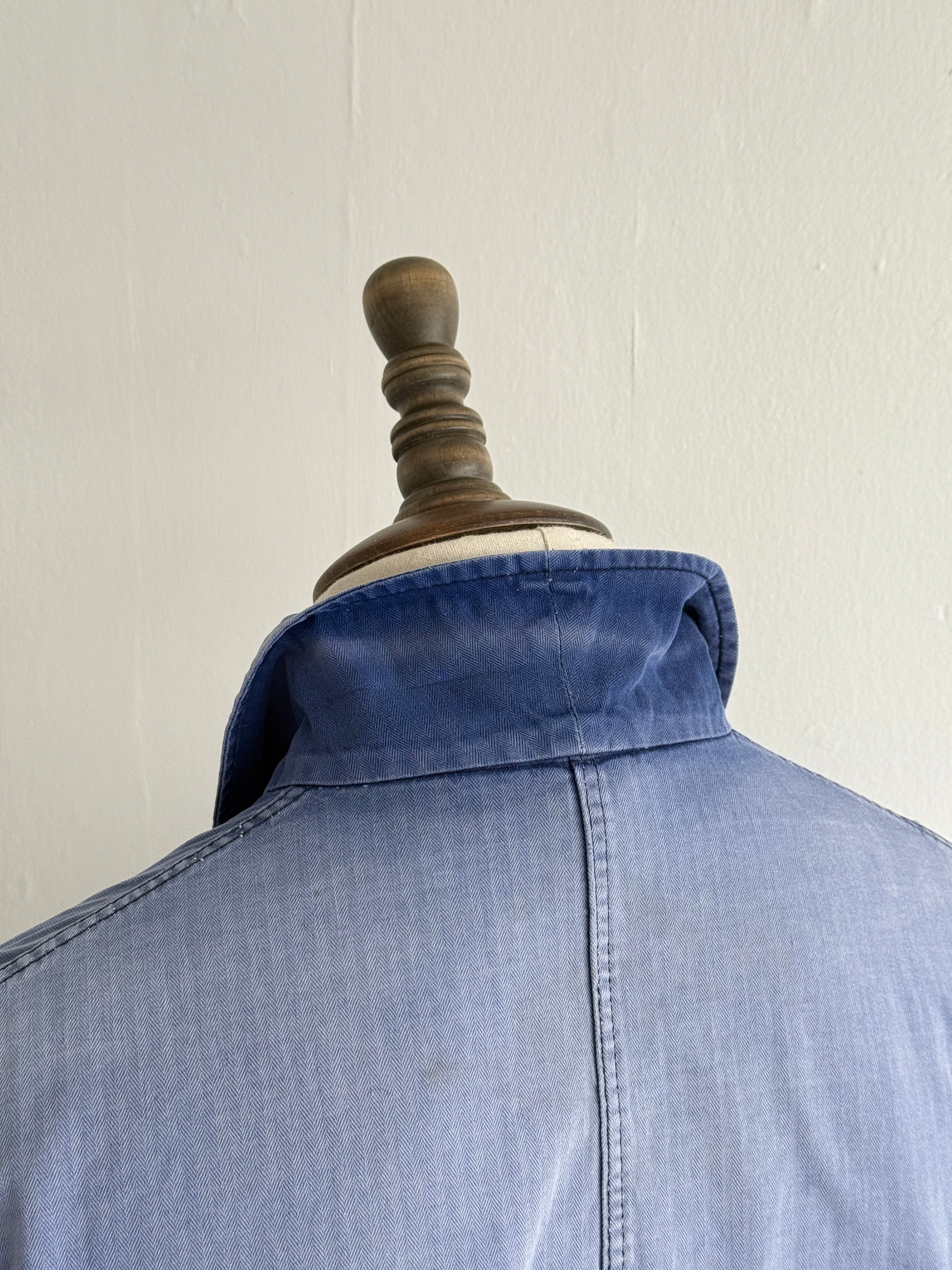 Faded Blue Pionier 70's Herringbone Cotton Vintage Workwear Chore Jacket CH380 -