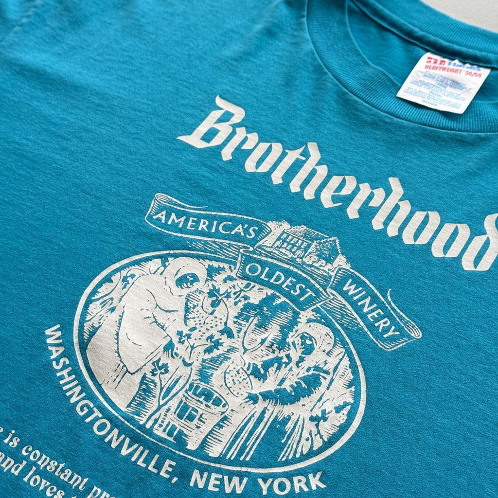 Blue Brotherhood Winery 90s Vintage Graphic T-Shirt - Large