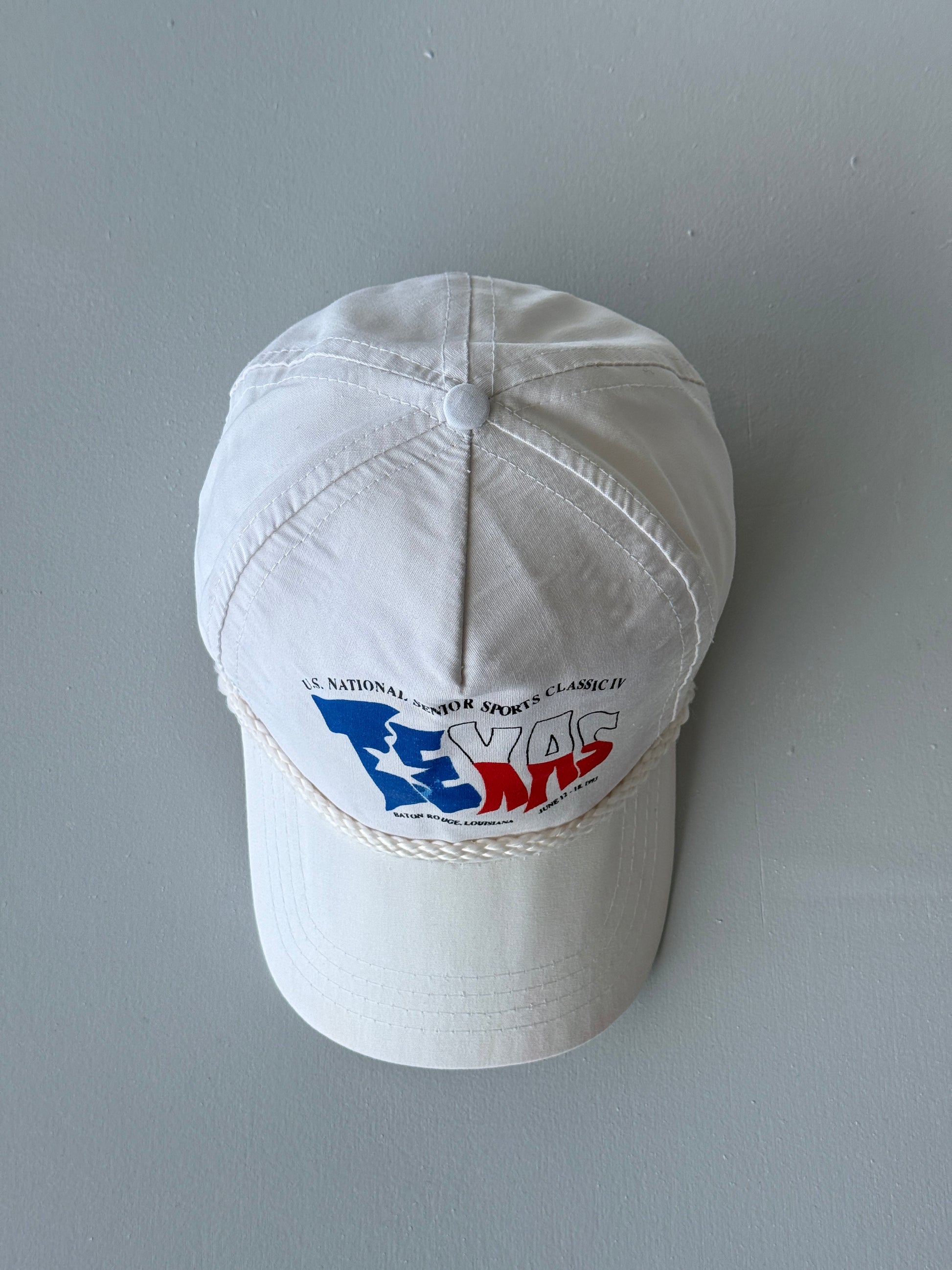 White U.S. National Senior Sports Classic Texas 90's Vintage SnapBack Trucker Ca