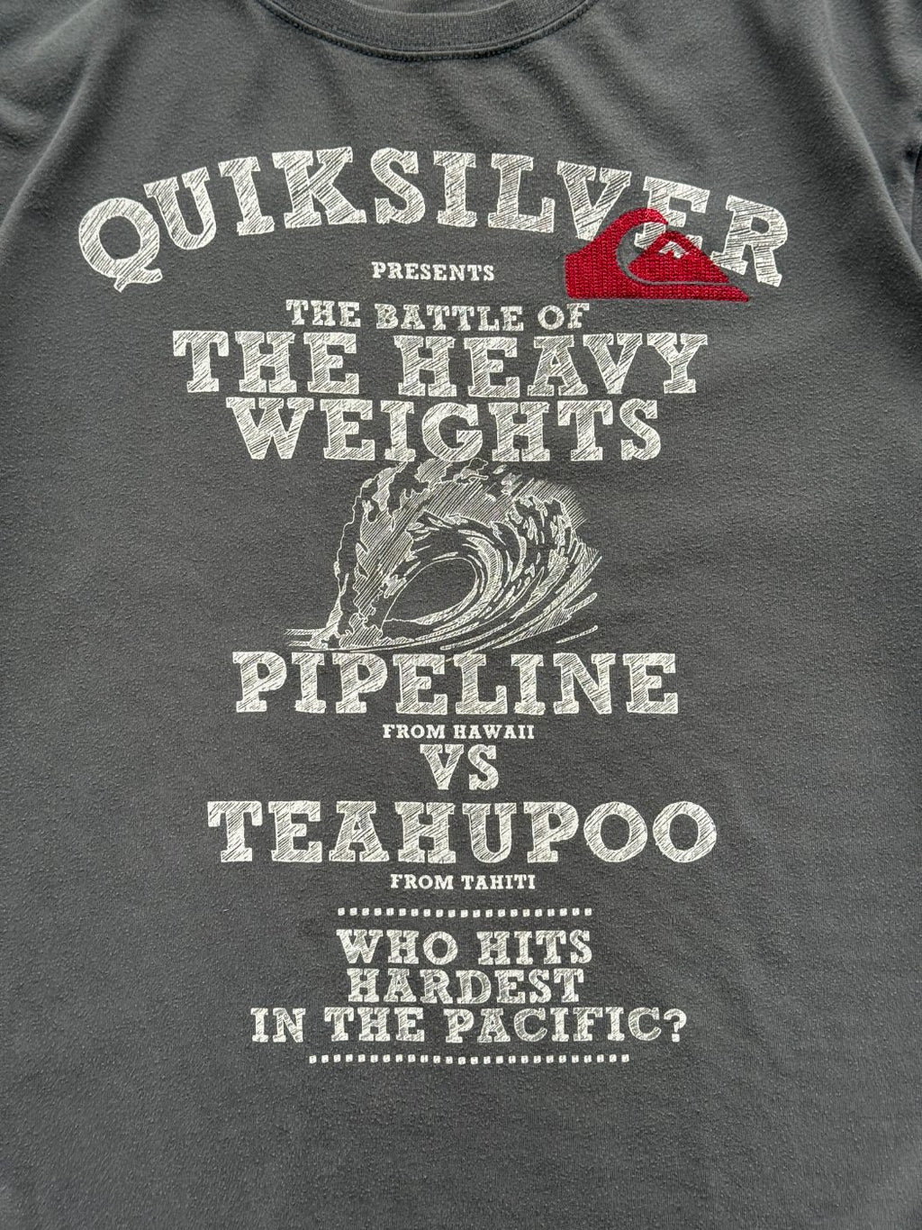 Quiksilver Battle of the Heavyweights Pipeline vs Teahupoo Y2K Long Sleeve Graph