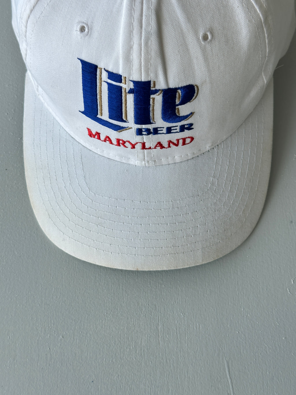 White Miller Lite Beer Maryland 90's Vintage SnapBack Trucker Cap