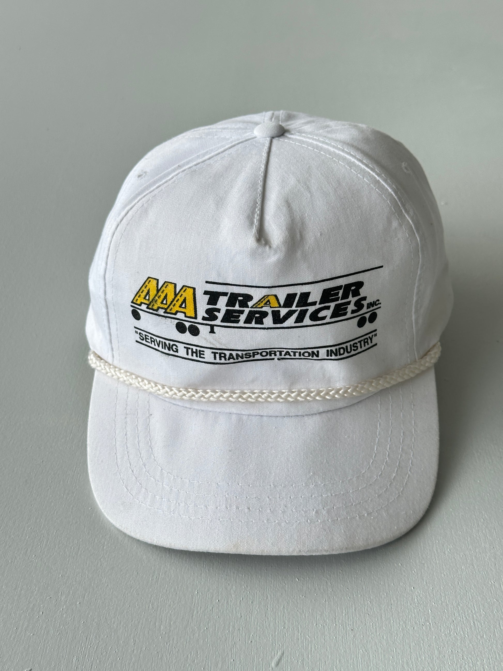 White AAA Trailer Services 90's Vintage SnapBack Trucker Cap