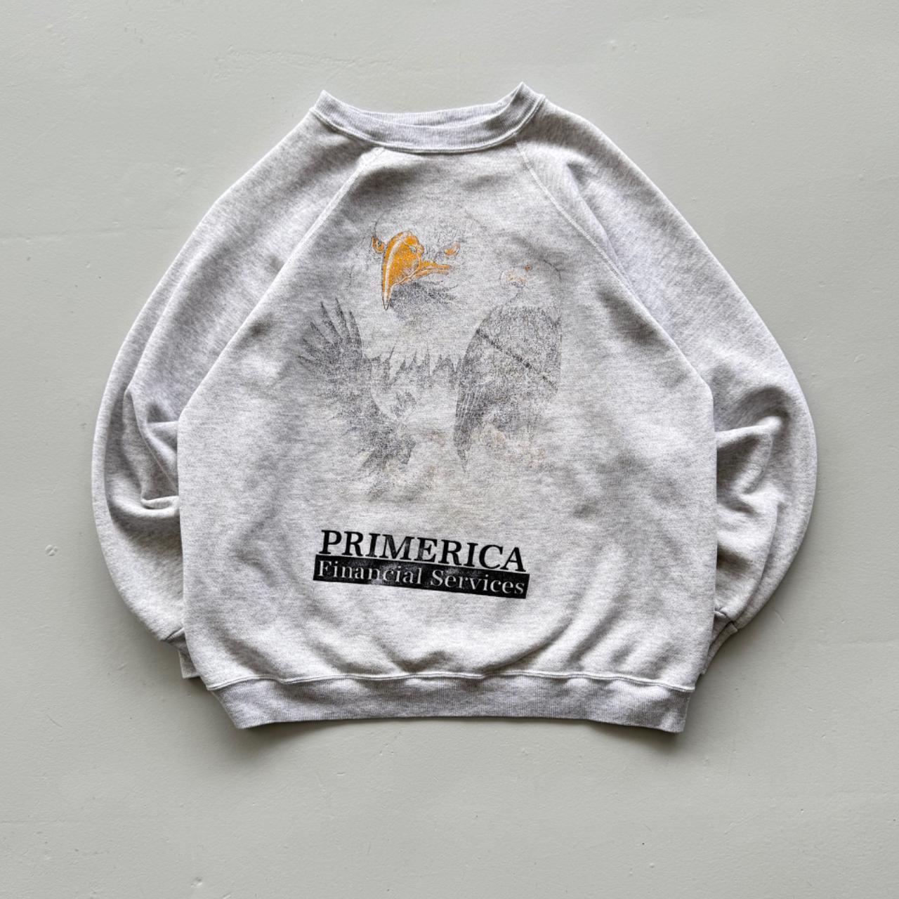 Grey Bald Eagle 90’s Vintage Primerica Graphic Sweatshirt - XL