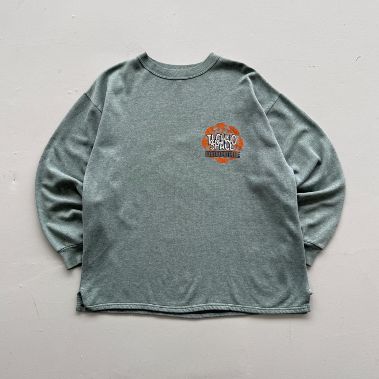 Light Blue Techno Space 90’s Vintage Rave Graphic Sweatshirt - XL
