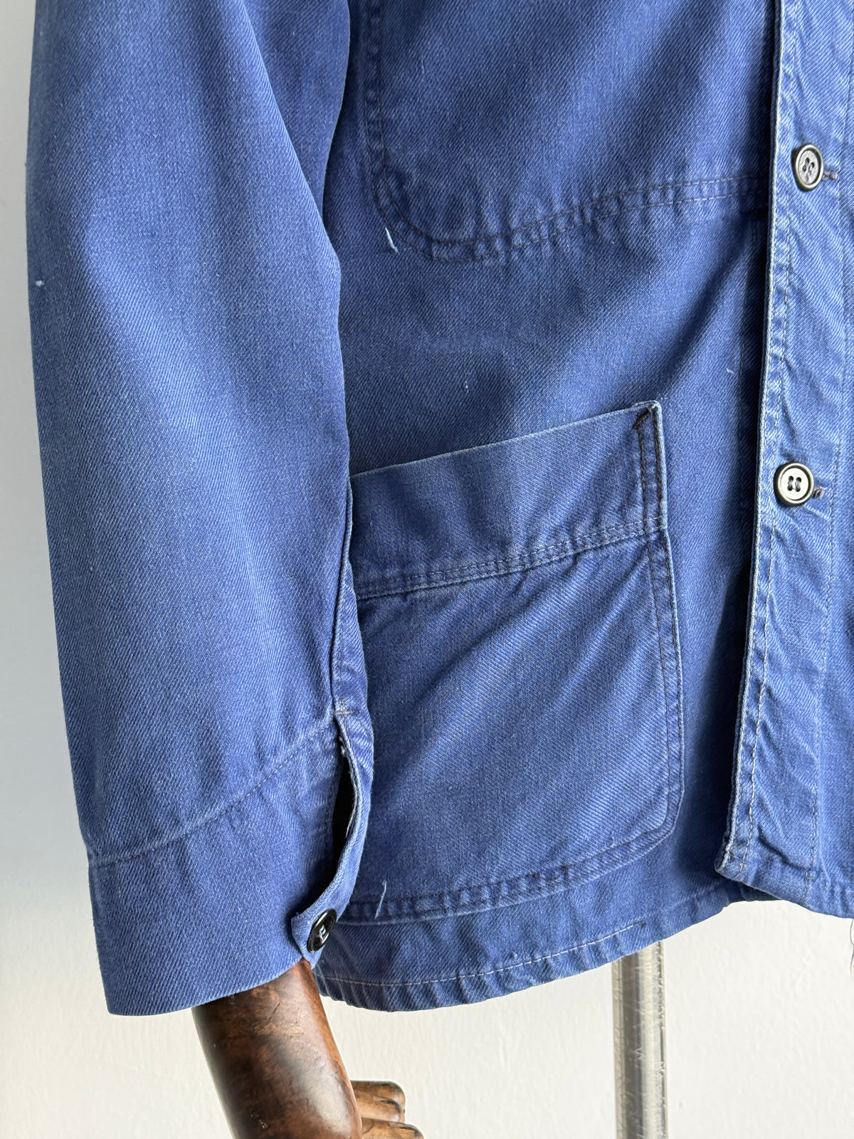Blue French Eternit 1950s/60s Vintage Workwear Chore Jacket CH492 - Small