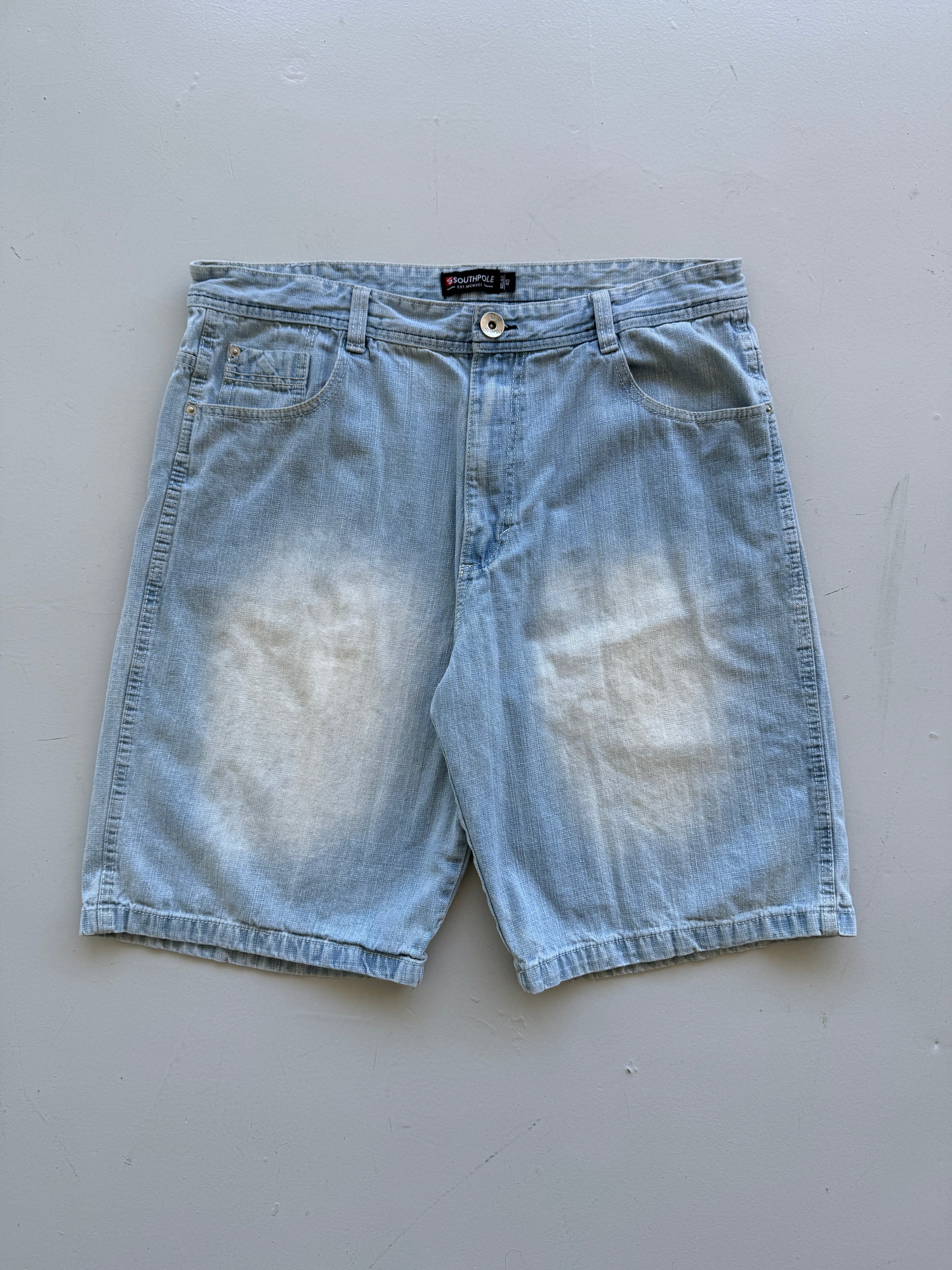 Light Blue Southpole 00's Vintage Y2K Baggy Hip Hop Denim Shorts - W38 x L10