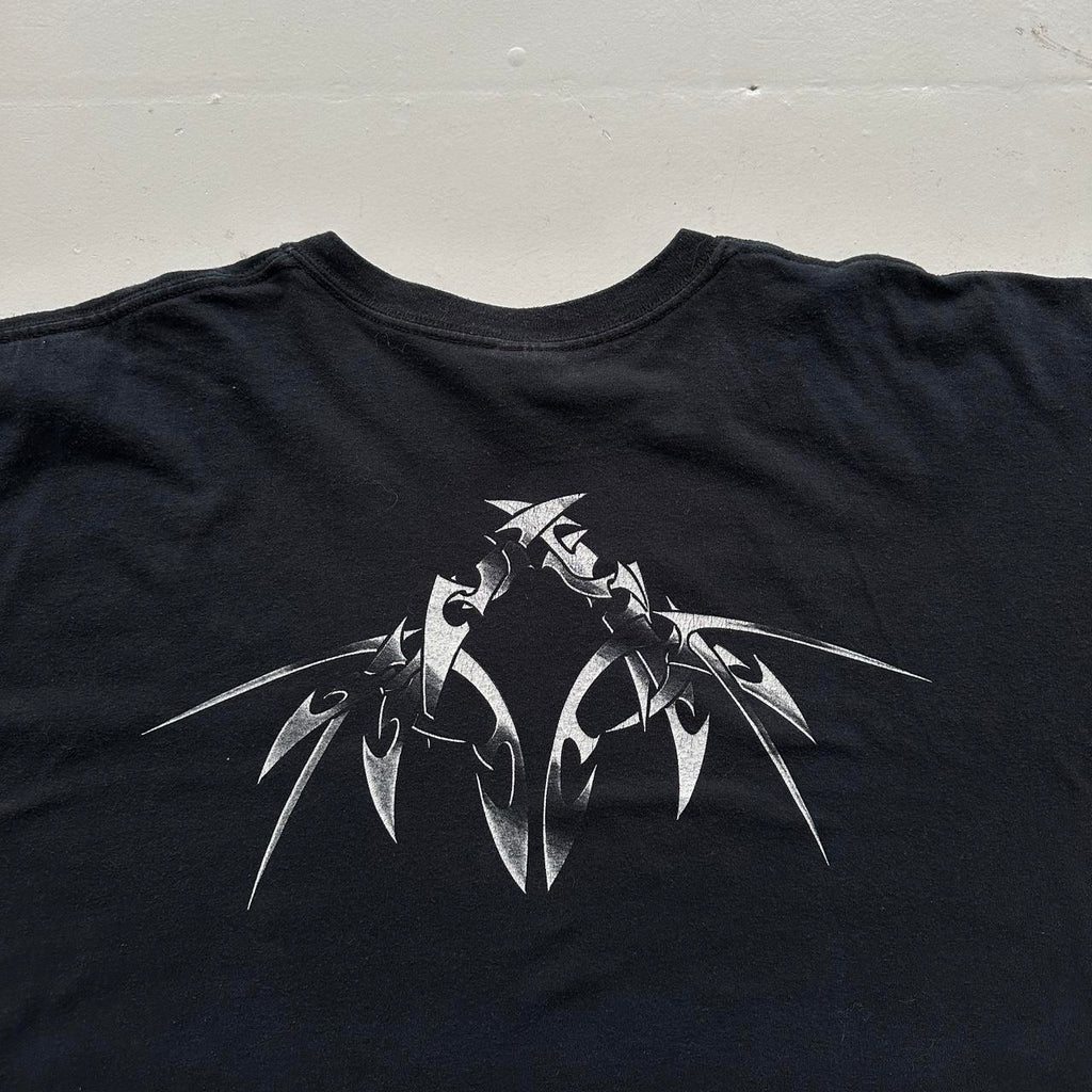 Black Tribal Skull Gothic Y2K 00s Vintage Graphic T-Shirt - 2XL