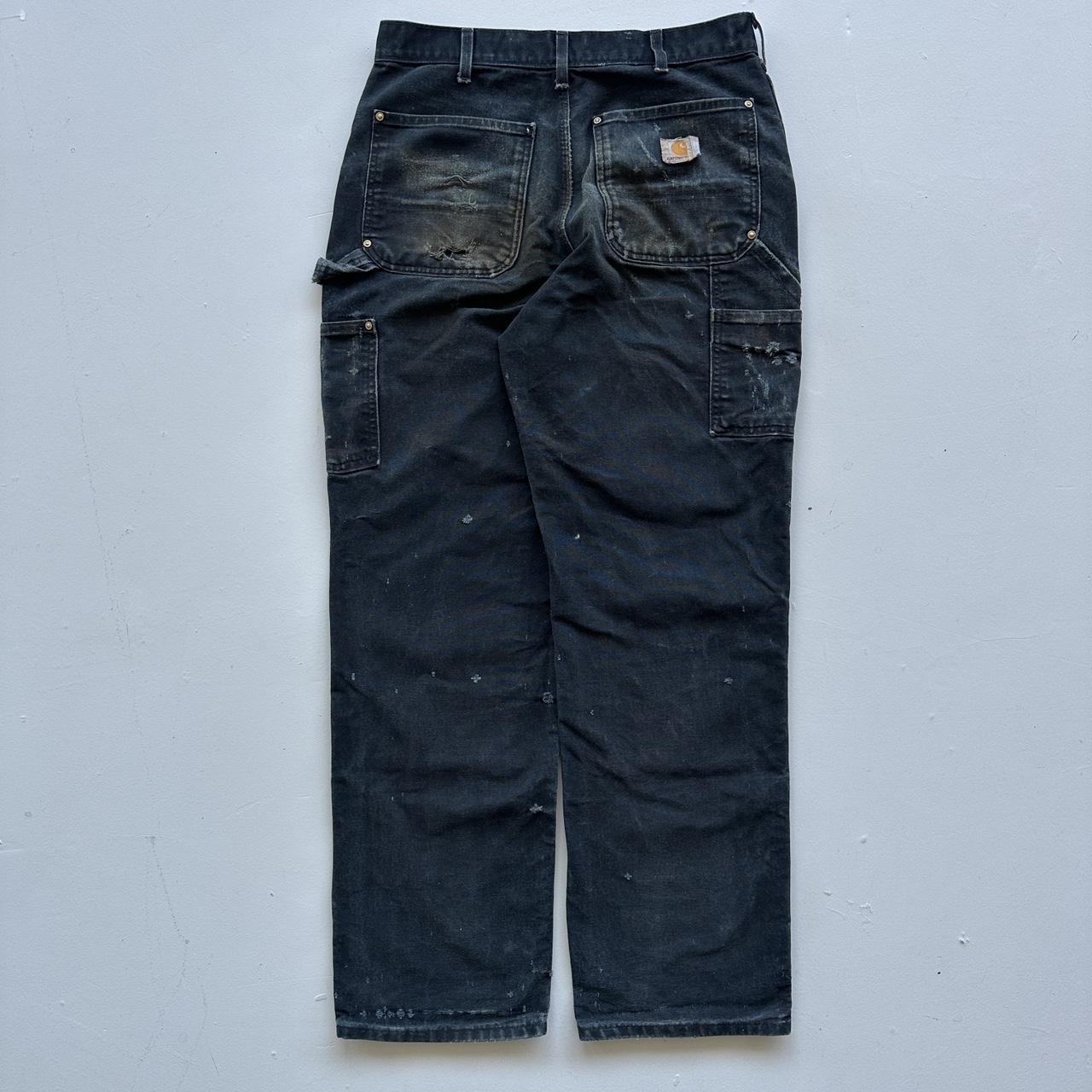 Carhartt Black Canvas Vintage Thrashed Heavily Worn Double Knee Pants - 30 x 30