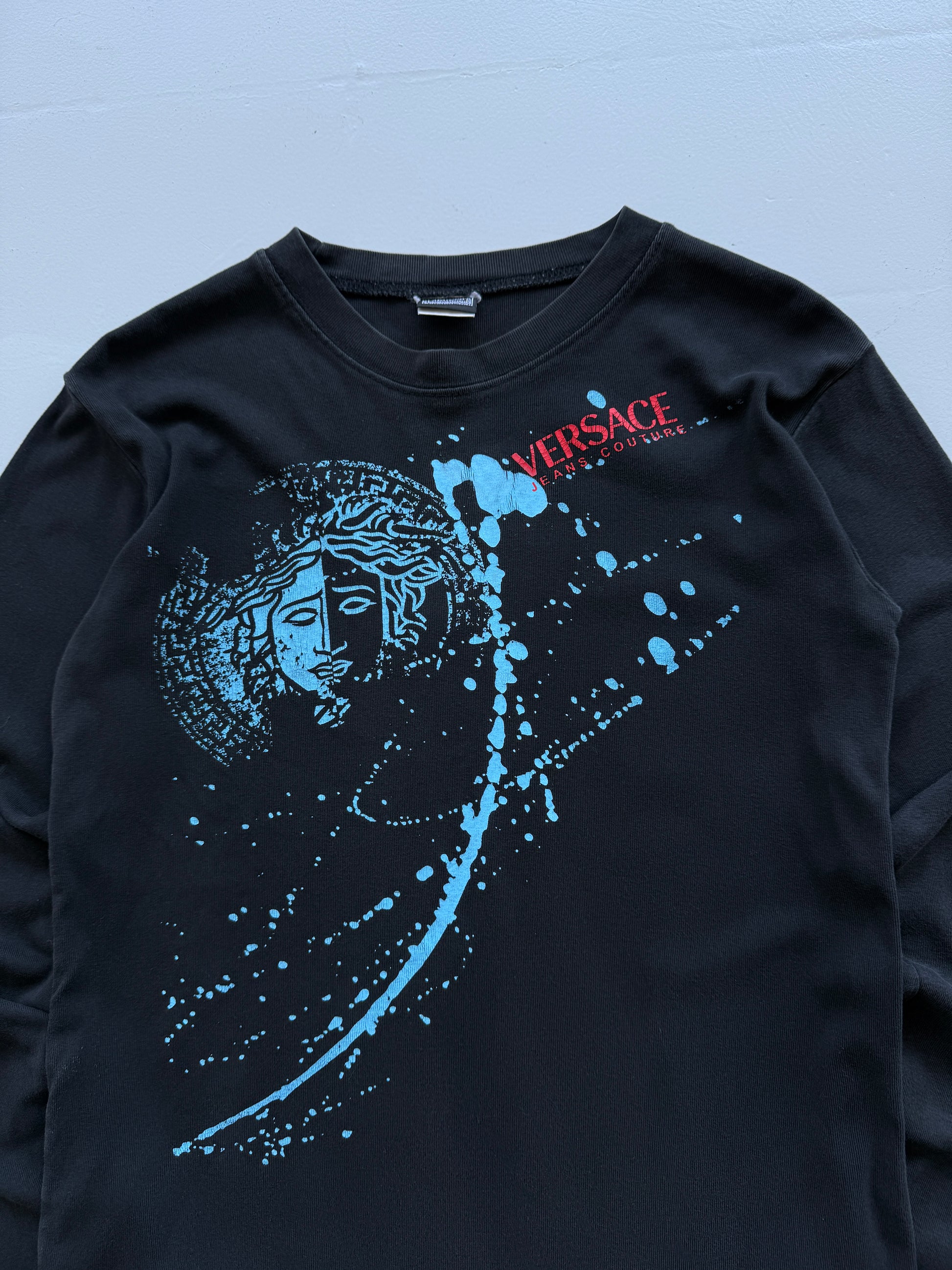 Black Versace 00's Vintage Womens Long Sleeve T-Shirt - UK 10