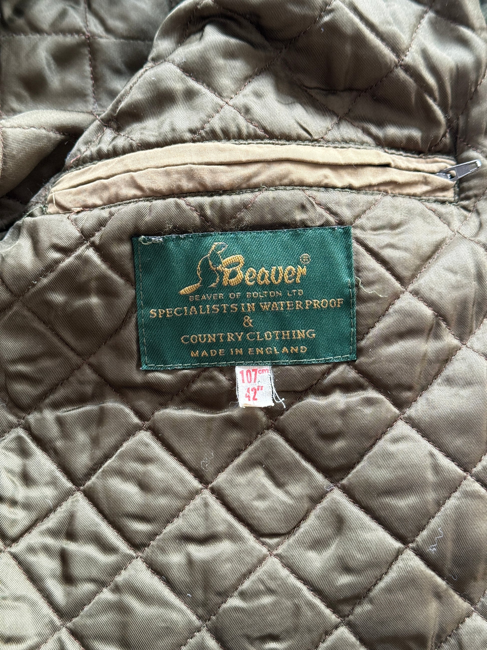 Khaki Beaver 90's Vintage Military Style Insulated Jacket - Large