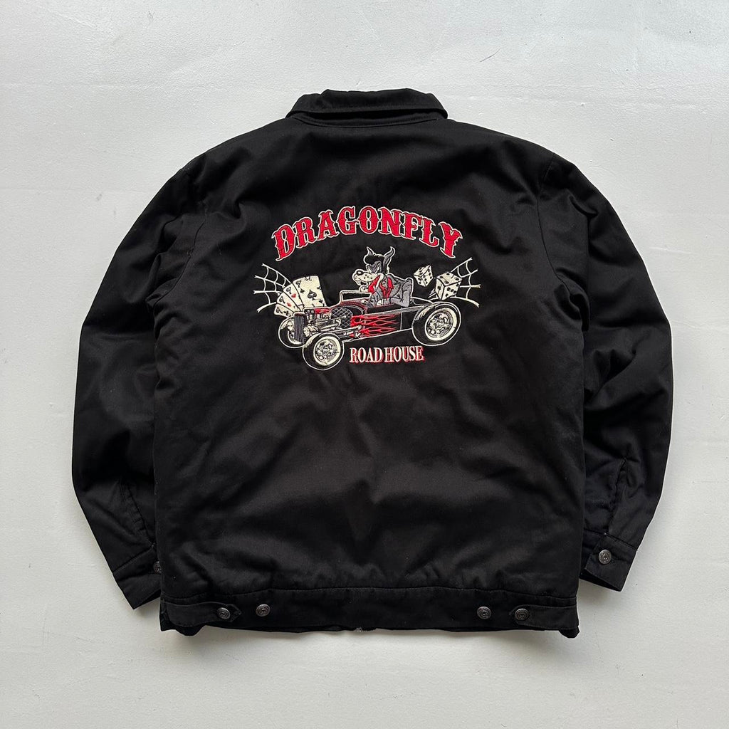 Black 90’s Dragonfly Vintage Bomber Jacket - Large