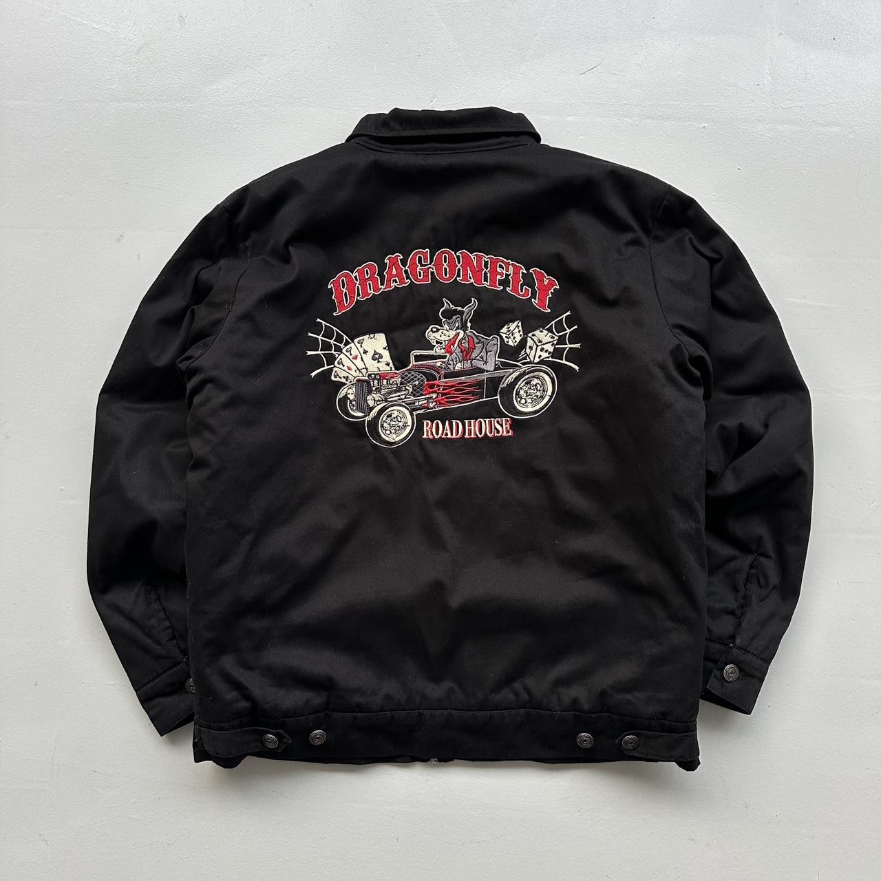 Black 90’s Dragonfly Vintage Bomber Jacket - Large