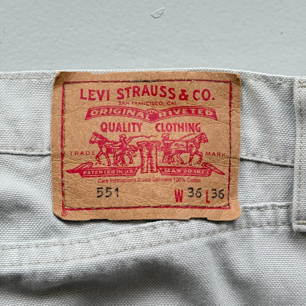 Stone Grey Levi's 551 Denim 90's Vintage Jeans - 35” x 32”