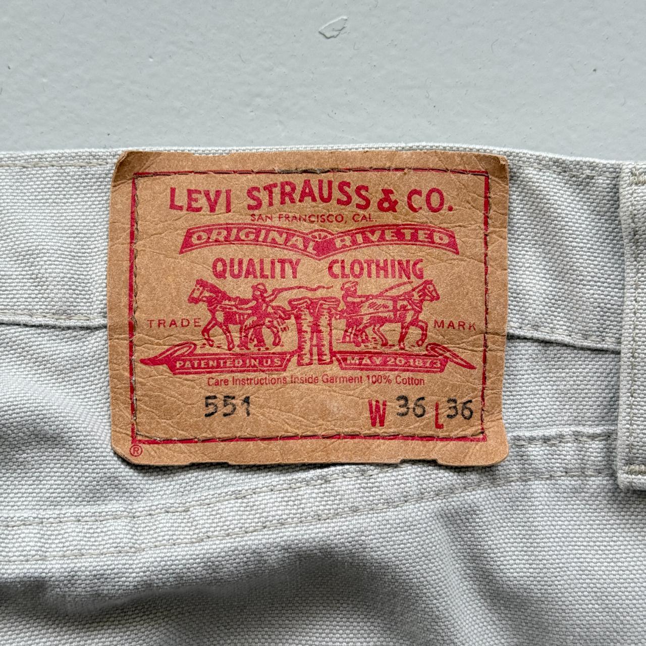 Stone Grey Levi's 551 Denim 90's Vintage Jeans - 35” x 32”