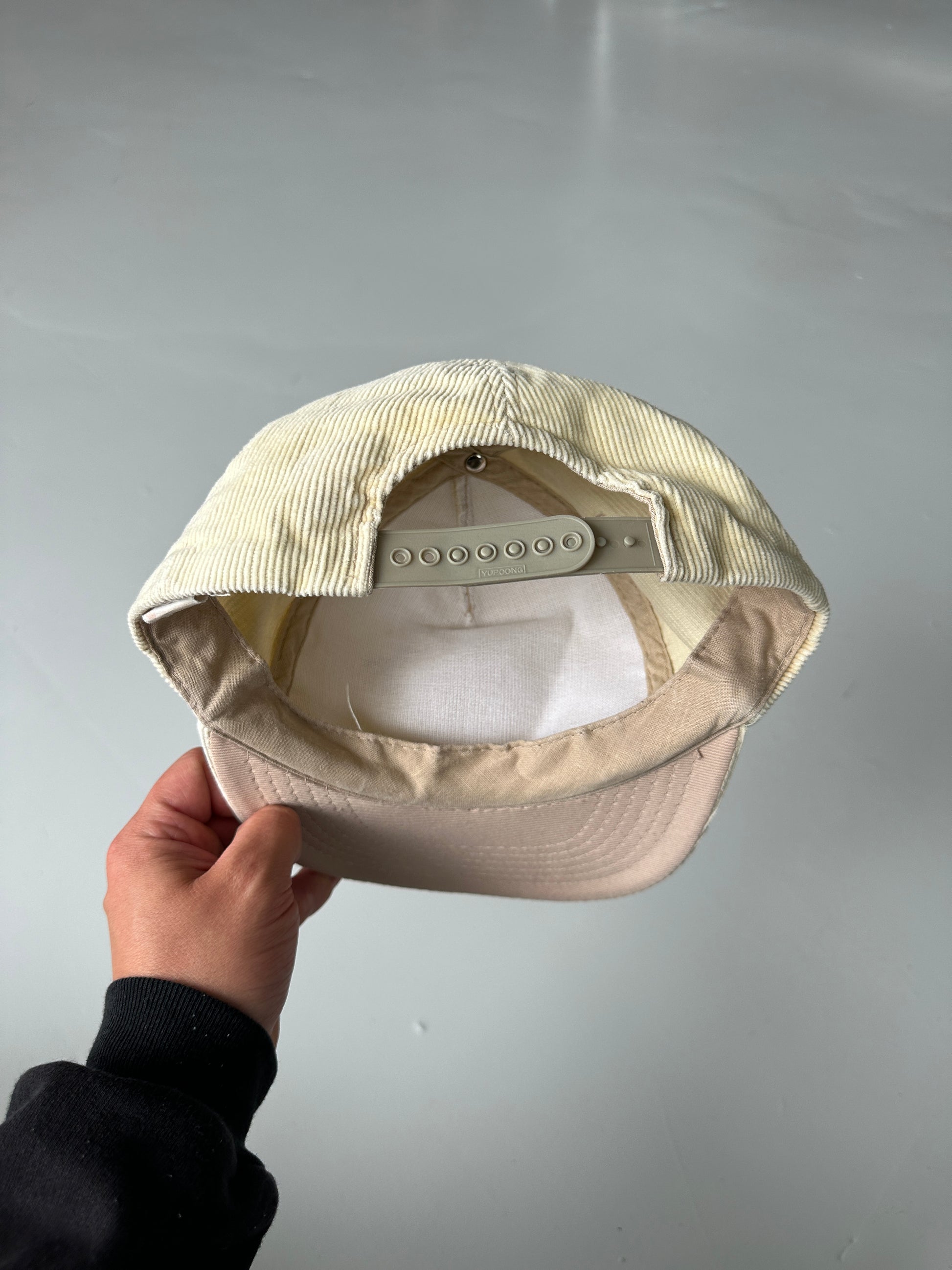 Cream Silver Rapids Lodge 90's Vintage Corduroy SnapBack Trucker Cap