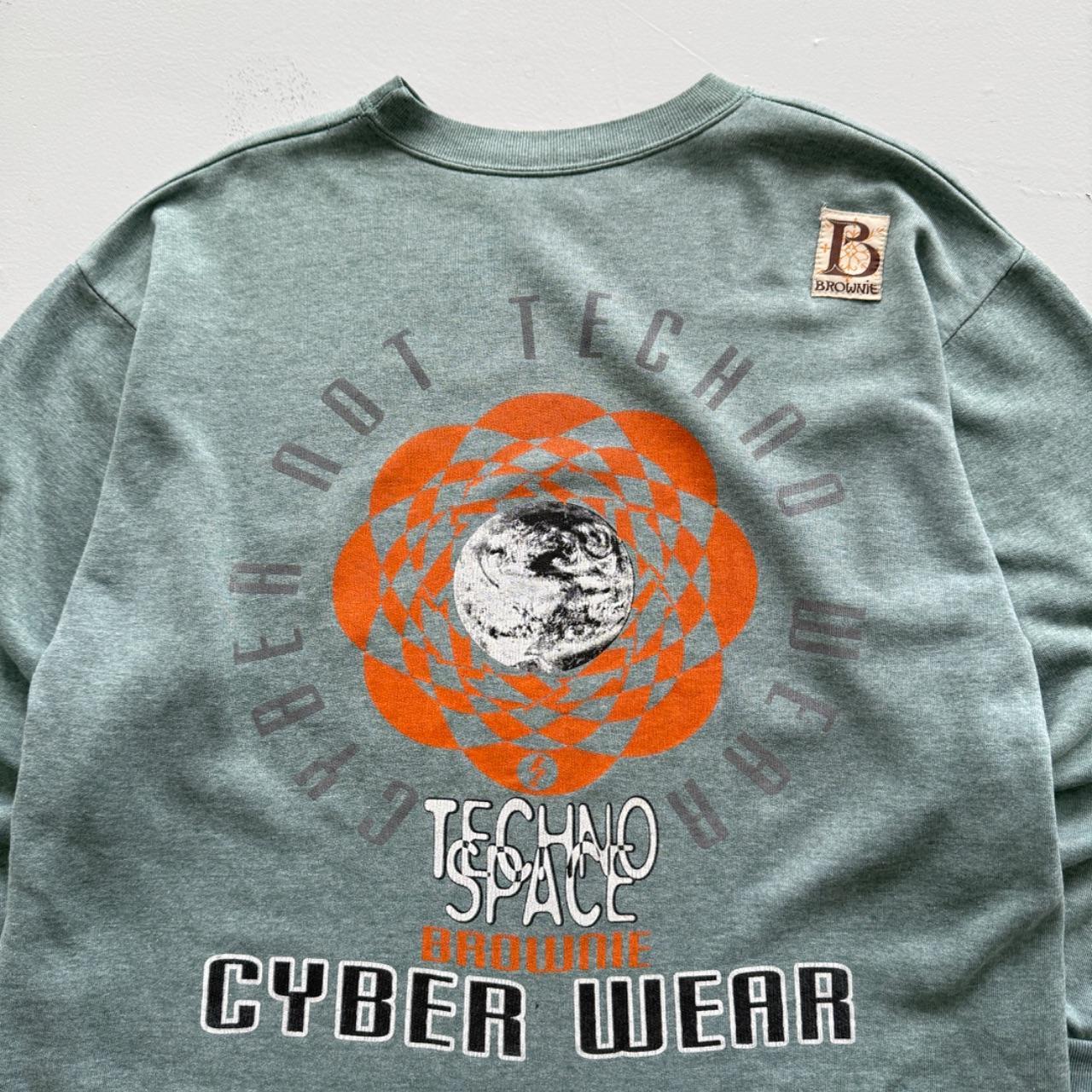 Light Blue Techno Space 90’s Vintage Rave Graphic Sweatshirt - XL