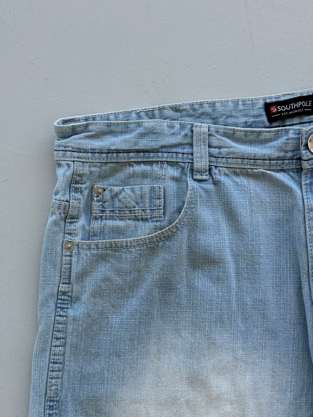 Light Blue Southpole 00's Vintage Y2K Baggy Hip Hop Denim Shorts - W38 x L10
