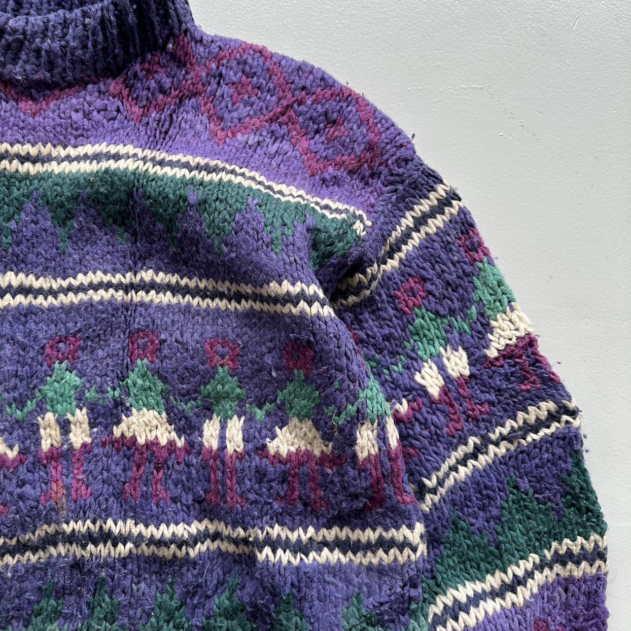 Purple Ecuadorian 80s Chunky Knit Jumper - XL
