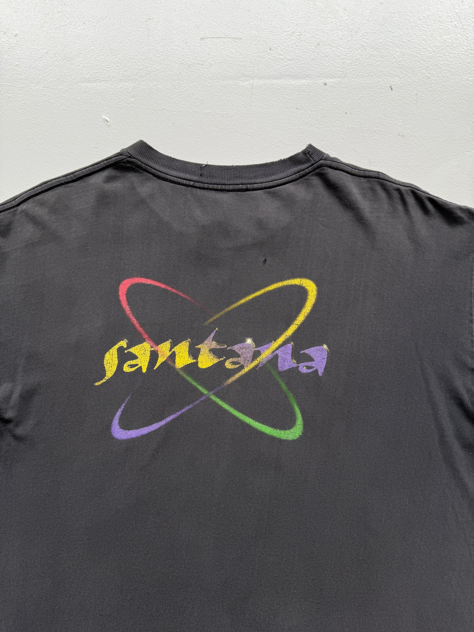 Faded Black Carlos Santana 90's Vintage Graphic Band T-Shirt - Medium
