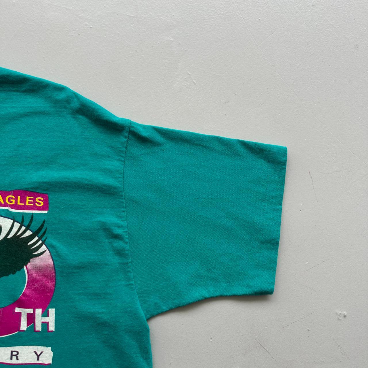 Turquoise Blue 100th Aniversary Eagle 90s Vintage T-shirt - XL